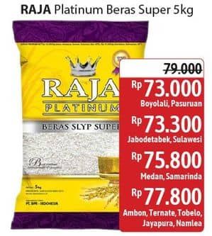 Promo Harga Raja Platinum Beras Slyp Super 5000 gr - Alfamidi