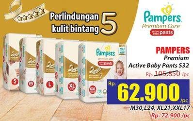 Promo Harga Pampers Premium Care Active Baby Pants S32 32 pcs - Hari Hari