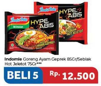 Promo Harga Indomie Hype Abis Ayam Geprek/ Seblak Hot Jeletot 5pcs  - Carrefour