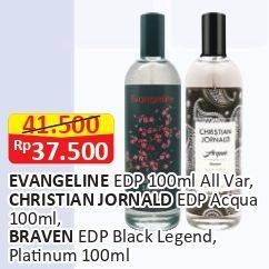 Promo Harga EVANGELINE Eau De Parfume/CHRISTIAN JORNALD Eau De Parfum/BRAVEN Eau De Parfum Black  - Alfamart
