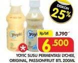 Promo Harga YOYIC Probiotic Fermented Milk Drink Lychee, Original, Passionfruit 200 ml - Superindo