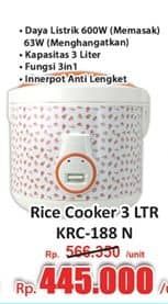 Promo Harga Kirin Rice Cooker KRC 188 N  - Hari Hari