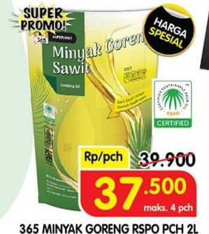 Promo Harga 365 Minyak Goreng Sawit RSPO 2000 ml - Superindo
