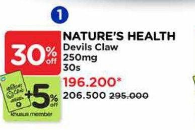 Promo Harga Natures Health Devils Claw 30 pcs - Watsons