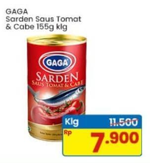 Promo Harga Gaga Sardines In Tomato Sauce Chilli/ Tomat Dan Cabe 155 gr - Indomaret