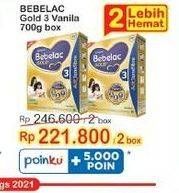 Promo Harga BEBELAC 3 Gold Susu Pertumbuhan Vanilla 700 gr - Indomaret