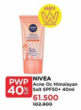 Promo Harga Nivea Sun Triple Protect Acne Oil Control SPF50+ PA+++ Face Serum 40 ml - Watsons