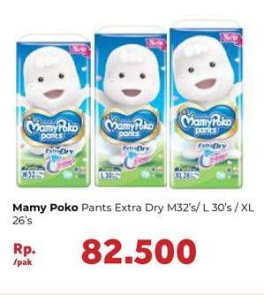 Promo Harga Mamy Poko Pants Extra Dry L30, M32, XL26 26 pcs - Carrefour