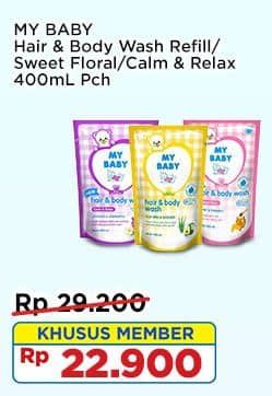 Promo Harga My Baby Hair & Body Wash Care Protect Milk Tea Tree Oil, Aloe Vera Avocado, Sweet Floral 400 ml - Indomaret