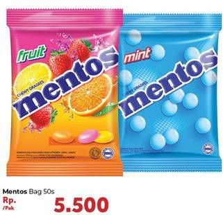 Promo Harga MENTOS Candy Fruit, Mint 135 gr - Carrefour