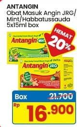 Promo Harga Antangin Obat Masuk Angin JRG, Habbatussauda, Ginger Mint per 5 sachet 15 ml - Indomaret