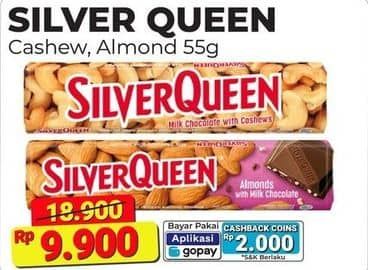 Promo Harga Silver Queen Chocolate Almonds, Cashew 58 gr - Alfamart