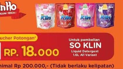 Promo Harga So Klin Liquid Detergent All Variants 1600 ml - Yogya