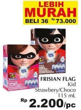 Promo Harga FRISIAN FLAG Susu UHT Kid Strawberry, Chocolate 115 ml - Giant