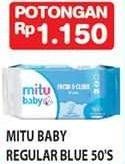 Promo Harga MITU Baby Wipes Blue 50 pcs - Hypermart