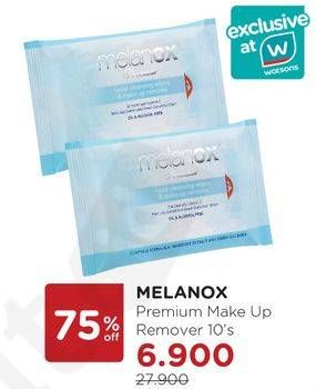 Promo Harga MELANOX Premium Facial Cleansing Wipe and Make Up Remover 10 pcs - Watsons