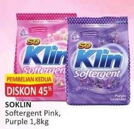 Promo Harga SO KLIN Softergent Purple Lavender, Rossy Pink 1800 gr - Alfamart