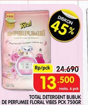 Promo Harga Total Detergent Powder de Perfumee 750 gr - Superindo