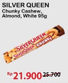 Promo Harga Silver Queen Chunky Bar Cashew, Almonds, White 95 gr - Alfamart