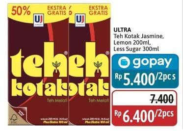Promo Harga Ultra Teh Kotak Lemon, Jasmine, Less Sugar 300 ml - Alfamidi