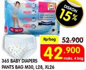 Promo Harga 365 Baby Diapers L28, M30, XL26 26 pcs - Superindo