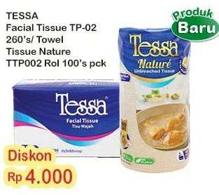 Promo Harga Tessa Facial Tissue/Tessa Nature Unbleach Tissue Towel   - Indomaret