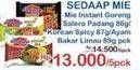 SEDAAP MIE Mie Instant Goreng Salero Padang/Korean Spicy Soup/Ayam Bakar Limau