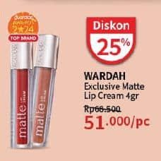 Promo Harga Wardah Exclusive Matte Lip Cream 4 gr - Guardian