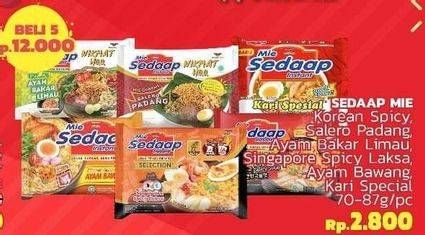 SEDAAP MIE Korean Spicy, Selero Padang, Ayam Bakar Limau, Singapore Spicy Laksa, Ayam Bawang, Kari Spesial