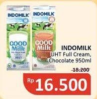 Promo Harga INDOMILK Susu UHT Full Cream Plain, Chocolate Java Criollo 950 ml - Alfamidi