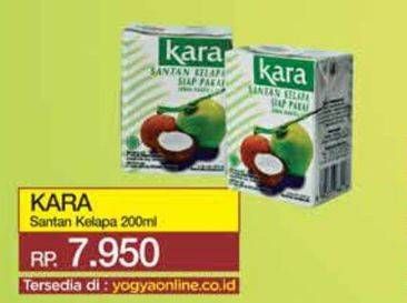 Promo Harga Kara Coconut Cream (Santan Kelapa) 200 ml - Yogya