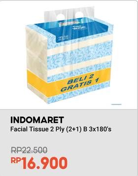 Promo Harga Indomaret Facial Tissue per 3 pouch 180 pcs - Indomaret