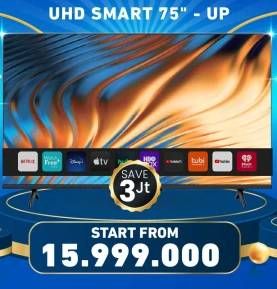 Promo Harga Hisense/Aqua/Coocaa/TCL/Mi UHD Smart TV 75"-Up  - Electronic City