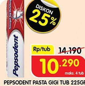 Promo Harga PEPSODENT Pasta Gigi Pencegah Gigi Berlubang 225 gr - Superindo