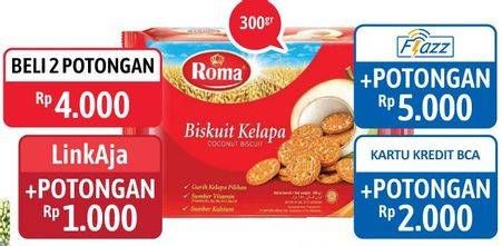 Promo Harga ROMA Biskuit Kelapa per 2 pouch 300 gr - Alfamidi