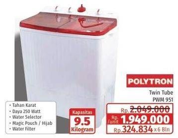 Promo Harga Polytron PWM 951 | Mesin Cuci 2 Tabung  - Lotte Grosir