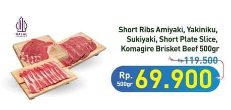 Promo Harga Short Ribs Amiyaki/Yakiniku/Sukiyaki/Short Plate Slice/Komagire Brisket Beef  - Hypermart