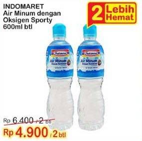 Promo Harga INDOMARET Air Minum Dengan Oksigen Sporty per 2 botol 600 ml - Indomaret