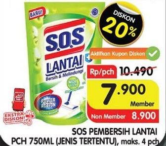 Promo Harga SOS Pembersih Lantai Apple 750 ml - Superindo