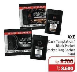 Promo Harga AXE Pocket Frag Sachet Black, Dark Temptation 17 ml - Lotte Grosir