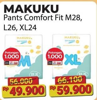 Promo Harga Makuku Comfort Fit Diapers Pants XL24 24 pcs - Alfamart