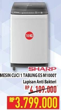 Promo Harga Sharp ES-M1000T Mesin Cuci Top Load 10 kg - Hypermart