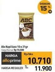 Promo Harga ABC Kopi Susu per 10 sachet 31 gr - Carrefour