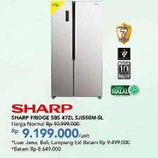 Promo Harga SHARP  SJ-IS50M-SL | REFRIGERATOR SBS 1 pcs - Carrefour