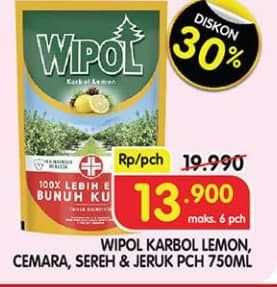 Promo Harga Wipol Karbol Wangi Lemon, Cemara, Sereh Jeruk 780 ml - Superindo
