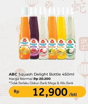 Promo Harga ABC Syrup Squash Delight 460 ml - Carrefour