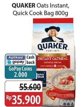 Promo Harga Quaker Oatmeal Instant, Quick Cooking 800 gr - Alfamidi