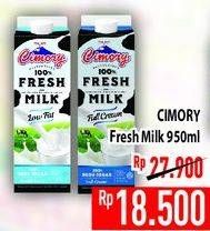 Promo Harga CIMORY Fresh Milk Full Cream, Low Fat 950 ml - Hypermart