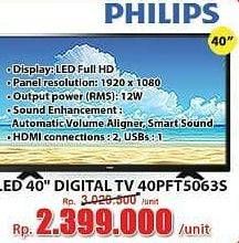 Promo Harga PHILIPS 40PFT5063S | Full HD Ultra Slim LED TV 40 inch  - Hari Hari