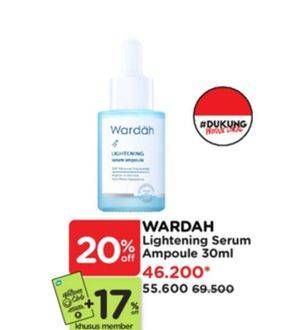 Promo Harga Wardah Lightening Serum Ampoule 30 ml - Watsons